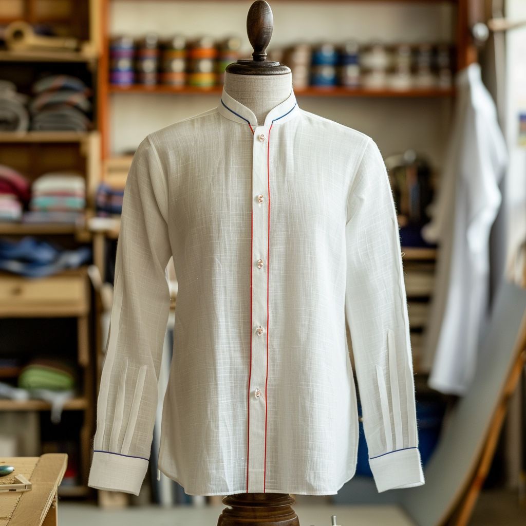 Inside the Revolution WorkShop atelier — a MUHIRE shirt on the mannequin